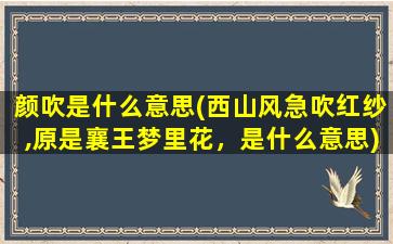 颜吹是什么意思(西山风急吹红纱,原是襄王梦里花，是什么意思)