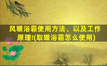 风暖浴霸使用方法、以及工作原理!(取暖浴霸怎么使用)