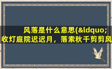 风落是什么意思(“收灯庭院迟迟月，落索秋千剪剪风”.什么意思)