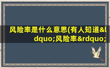 风险率是什么意思(有人知道“风险率”是什么意思吗)