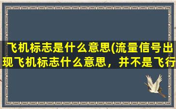 飞机标志是什么意思(流量信号出现飞机标志什么意思，并不是飞行模式)