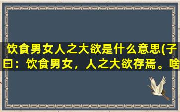 饮食男女人之大欲是什么意思(子曰：饮食男女，人之大欲存焉。啥意思啊)