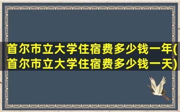 首尔市立大学住宿费多少钱一年(首尔市立大学住宿费多少钱一天)