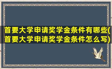 首要大学申请奖学金条件有哪些(首要大学申请奖学金条件怎么写)