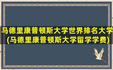 马德里康普顿斯大学世界排名大学(马德里康普顿斯大学留学学费)