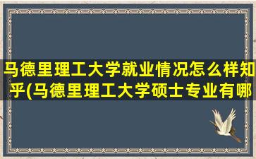 马德里理工大学就业情况怎么样知乎(马德里理工大学硕士专业有哪些)