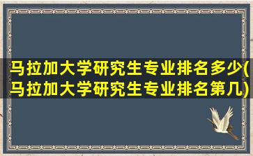 马拉加大学研究生专业排名多少(马拉加大学研究生专业排名第几)