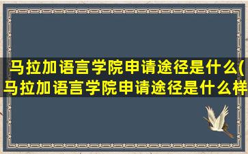 马拉加语言学院申请途径是什么(马拉加语言学院申请途径是什么样的)