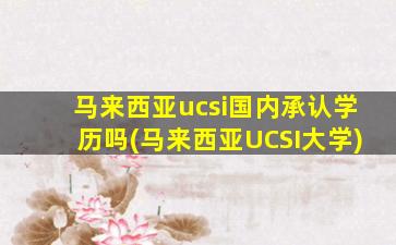 马来西亚ucsi国内承认学历吗(马来西亚UCSI大学)