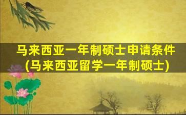 马来西亚一年制硕士申请条件(马来西亚留学一年制硕士)