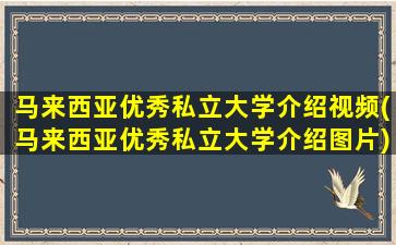 马来西亚优秀私立大学介绍视频(马来西亚优秀私立大学介绍图片)