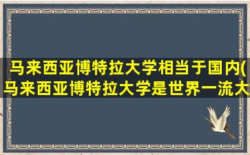 马来西亚博特拉大学相当于国内(马来西亚博特拉大学是世界一流大学吗)