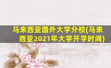 马来西亚国外大学分校(马来西亚2021年大学开学时间)