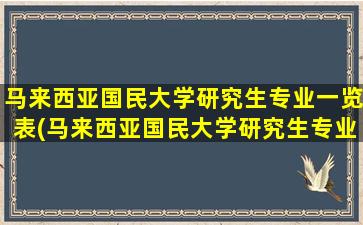 马来西亚国民大学研究生专业一览表(马来西亚国民大学研究生专业都有什么)