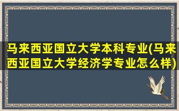 马来西亚国立大学本科专业(马来西亚国立大学经济学专业怎么样)