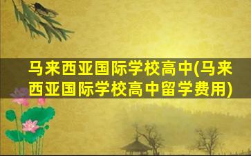 马来西亚国际学校高中(马来西亚国际学校高中留学费用)