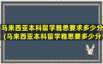 马来西亚本科留学雅思要求多少分(马来西亚本科留学雅思要多少分)