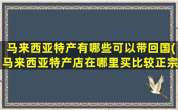 马来西亚特产有哪些可以带回国(马来西亚特产店在哪里买比较正宗)