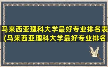 马来西亚理科大学最好专业排名表(马来西亚理科大学最好专业排名多少)