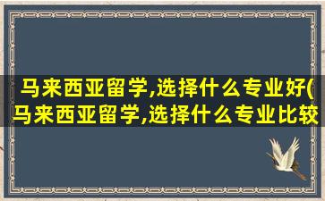 马来西亚留学,选择什么专业好(马来西亚留学,选择什么专业比较好)