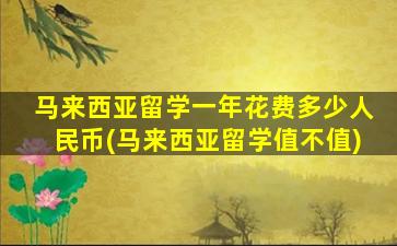 马来西亚留学一年花费多少人民币(马来西亚留学值不值)