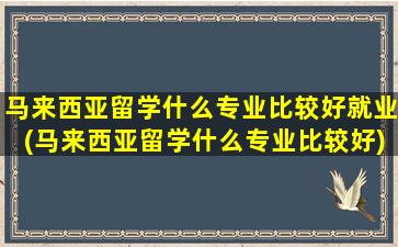 马来西亚留学什么专业比较好就业(马来西亚留学什么专业比较好)