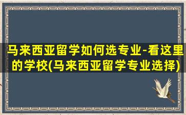 马来西亚留学如何选专业-看这里的学校(马来西亚留学专业选择)