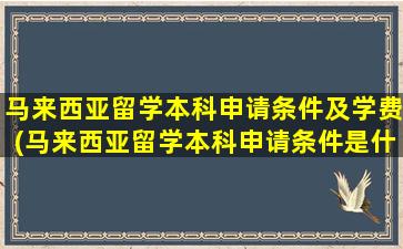 马来西亚留学本科申请条件及学费(马来西亚留学本科申请条件是什么)