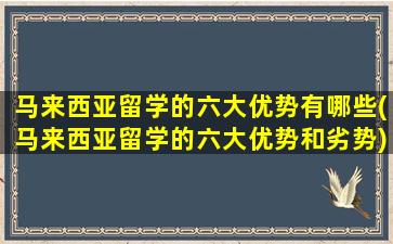 马来西亚留学的六大优势有哪些(马来西亚留学的六大优势和劣势)