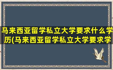 马来西亚留学私立大学要求什么学历(马来西亚留学私立大学要求学历吗)