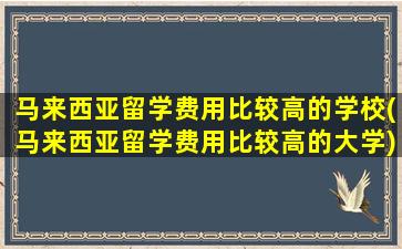 马来西亚留学费用比较高的学校(马来西亚留学费用比较高的大学)