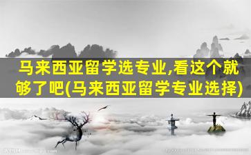 马来西亚留学选专业,看这个就够了吧(马来西亚留学专业选择)