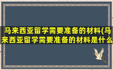 马来西亚留学需要准备的材料(马来西亚留学需要准备的材料是什么)