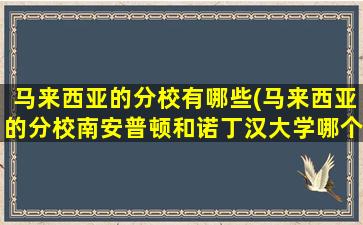 马来西亚的分校有哪些(马来西亚的分校南安普顿和诺丁汉大学哪个毕业率高)