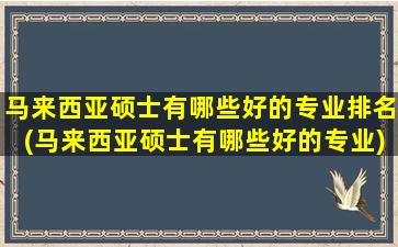 马来西亚硕士有哪些好的专业排名(马来西亚硕士有哪些好的专业)