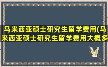 马来西亚硕士研究生留学费用(马来西亚硕士研究生留学费用大概多少)