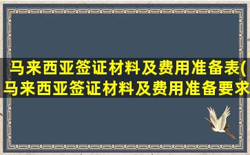 马来西亚签证材料及费用准备表(马来西亚签证材料及费用准备要求)