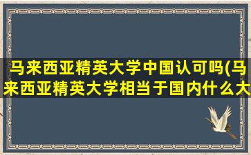 马来西亚精英大学中国认可吗(马来西亚精英大学相当于国内什么大学)