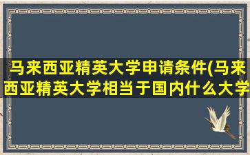 马来西亚精英大学申请条件(马来西亚精英大学相当于国内什么大学)