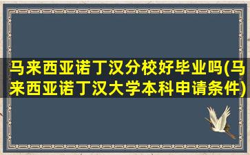 马来西亚诺丁汉分校好毕业吗(马来西亚诺丁汉大学本科申请条件)