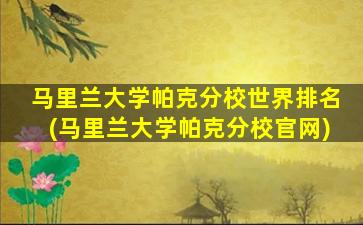 马里兰大学帕克分校世界排名(马里兰大学帕克分校官网)