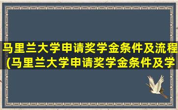 马里兰大学申请奖学金条件及流程(马里兰大学申请奖学金条件及学费)