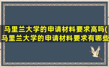 马里兰大学的申请材料要求高吗(马里兰大学的申请材料要求有哪些)