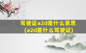 驾驶证a2d是什么意思(a2d是什么驾驶证)