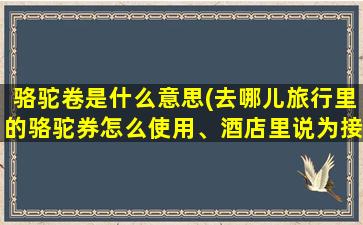 骆驼卷是什么意思(去哪儿旅行里的骆驼券怎么使用、酒店里说为接到去哪网的订单)