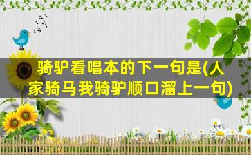 骑驴看唱本的下一句是(人家骑马我骑驴顺口溜上一句)