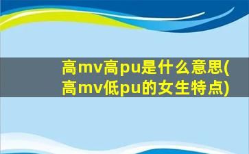 高mv高pu是什么意思(高mv低pu的女生特点)