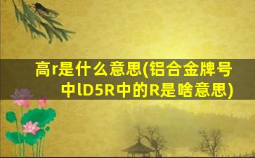 高r是什么意思(铝合金牌号中lD5R中的R是啥意思)