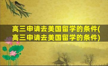 高三申请去美国留学的条件(高三申请去美国留学的条件)