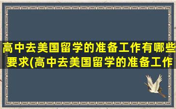 高中去美国留学的准备工作有哪些要求(高中去美国留学的准备工作有哪些内容)